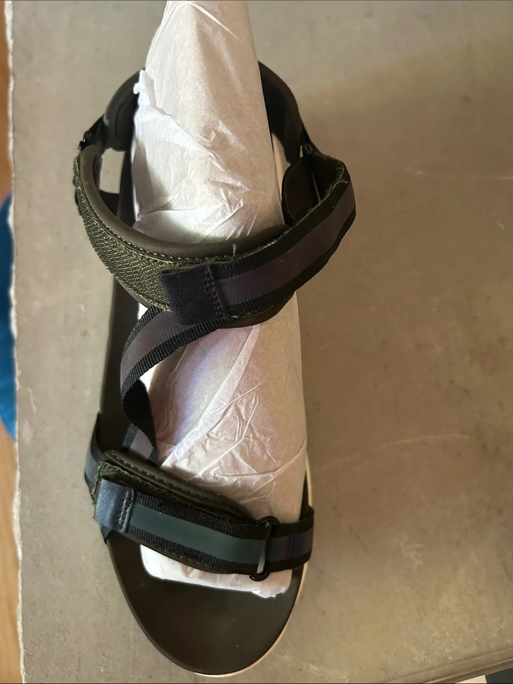 Zara Olive Green and Black Platform Strap Sandals - Picture 2 of 3